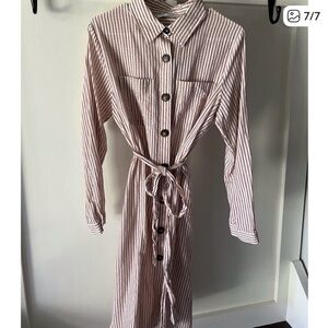 CJLA Rust Striped Shirt Dress